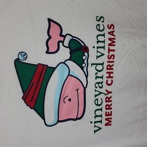 Vineyard Vines, Boys Size L, White Long Sleeve Elf Whale Merry Christmas